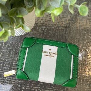 Kate Spade Traveler Even Stripe Jacquard Zip Card Case Wallet - EUC!